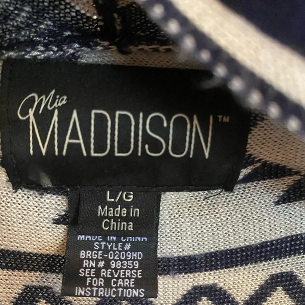 Mia Maddison Boho Fringe stage coach  shawl Navy western Southwest Aztec print